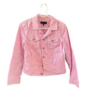 Talbots Pink Gingham Check Cotton Jacket Womens Small Preppy Cottage